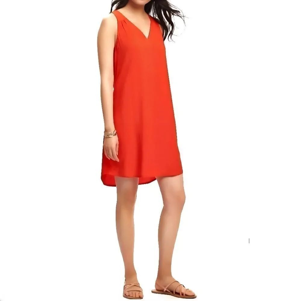 Old Navy Coral Orange Sleeveles V-Neck Shift Dress